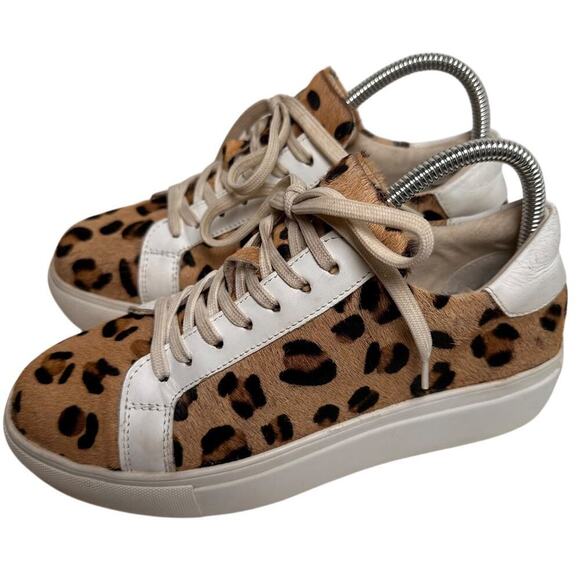 Myra Bag Sz 7.5 38 Leopard Hairon Leather Platform Sneakers Casual Mob Wife Fur - Picture 11 of 15